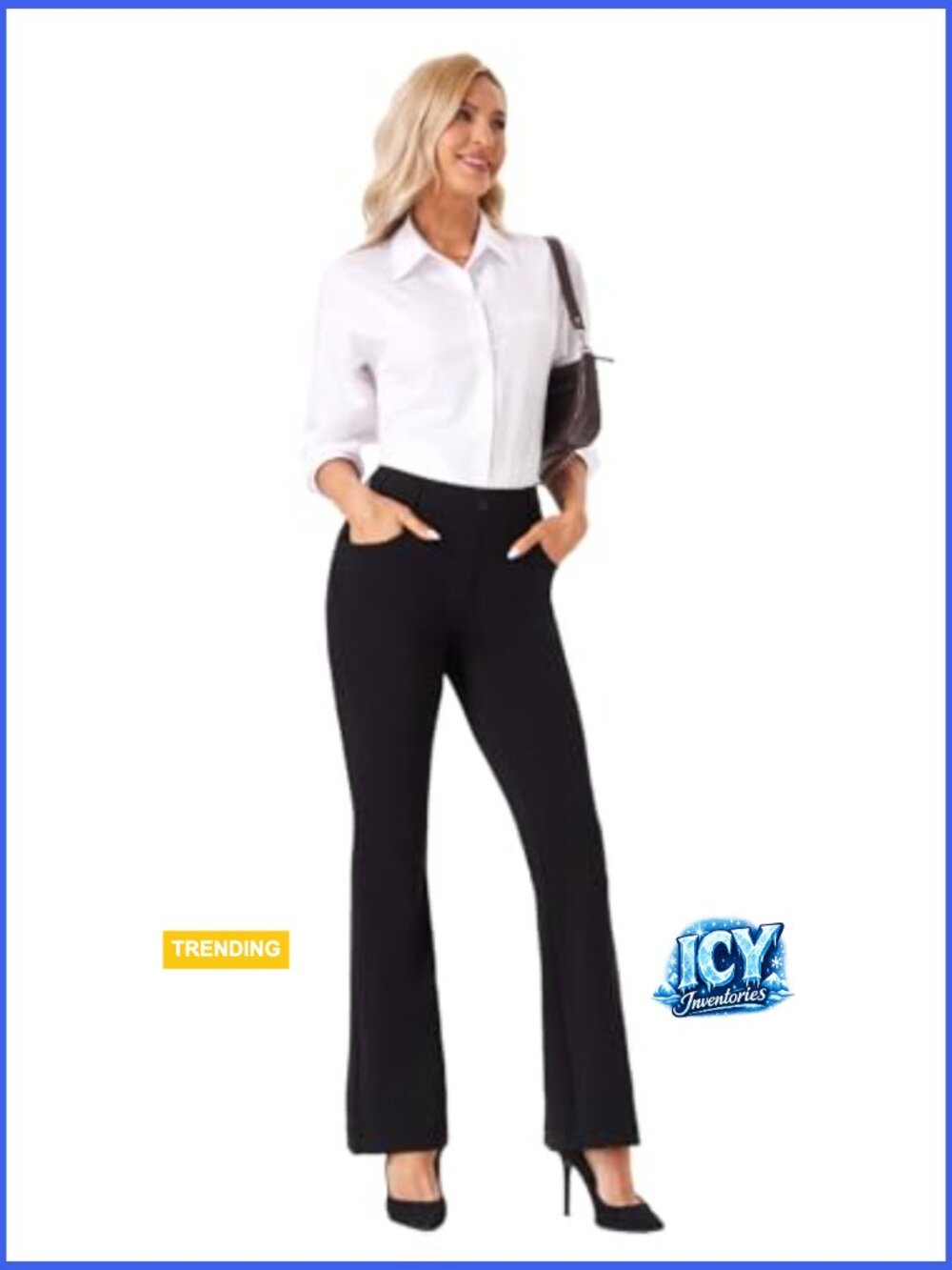 Stretchy Straight Leg Dress Pants Slacks with Pockets - Picture 5 of 7